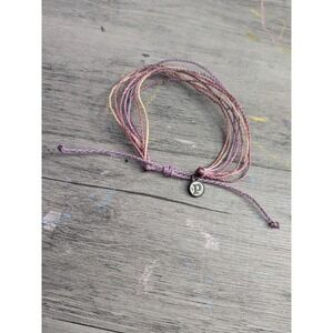 Pura Vida Purple Multi Strand Cord Adjustable Bracelet P Charm Boho Jewelry